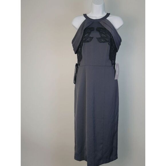 JS Collections Rosalind | Cold Shoulder Midi | Lace Appliqué | Elegant Dress 4 - Picture 2 of 9